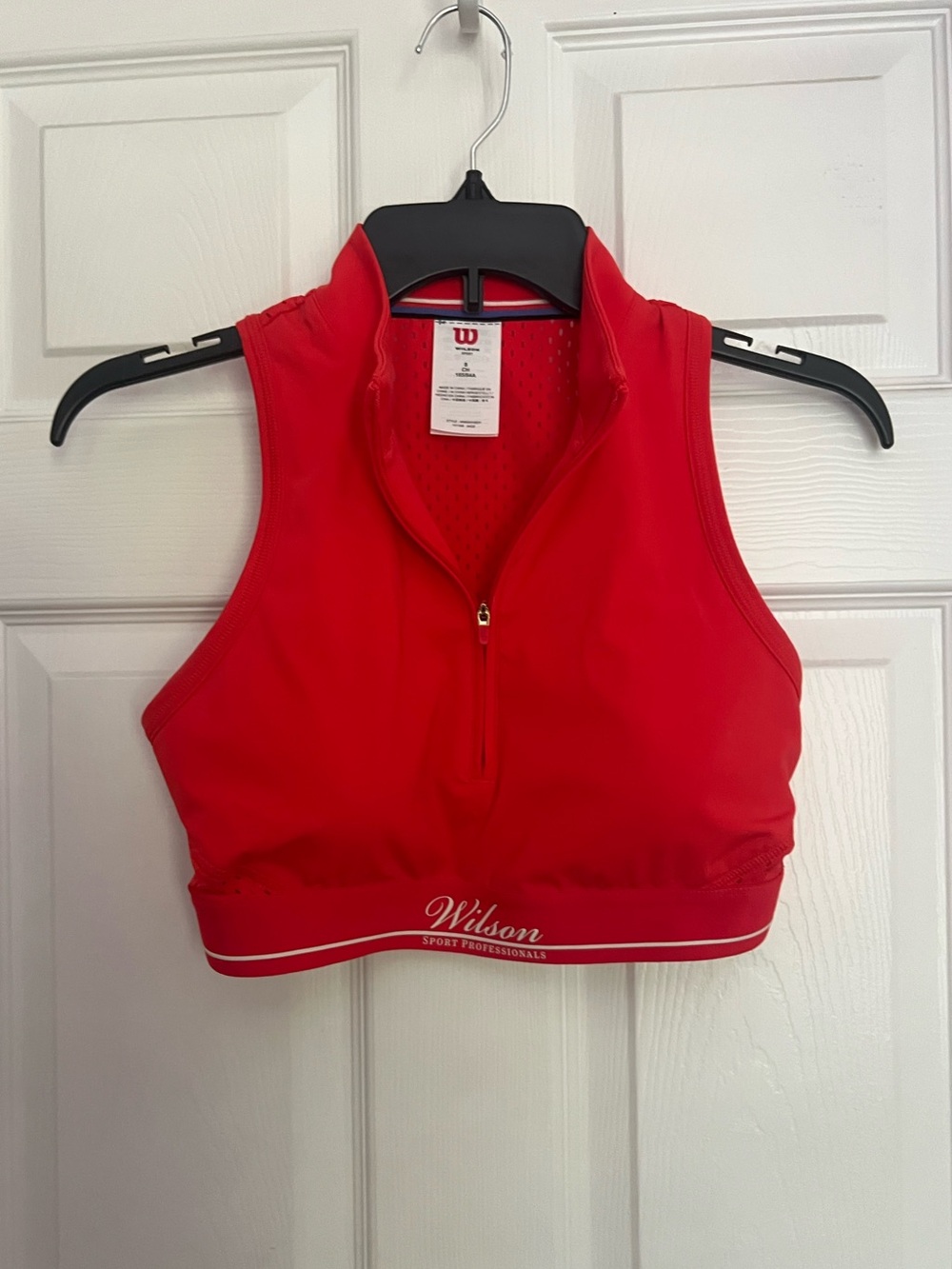 Wilson Tennis Crop Tank with Zip Front in Red